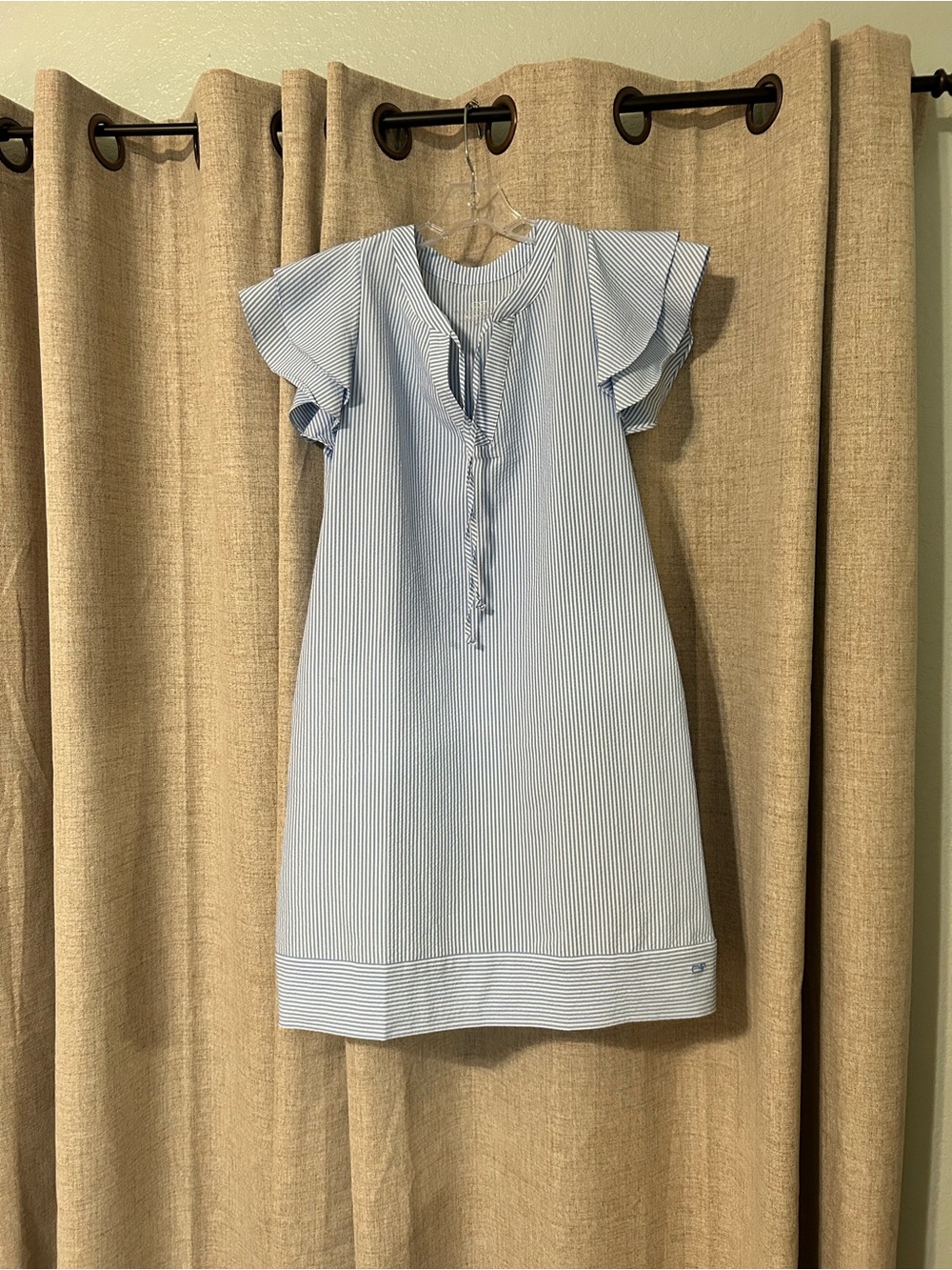 Vineyard vines blue and white flutter Sleeve Dress XS